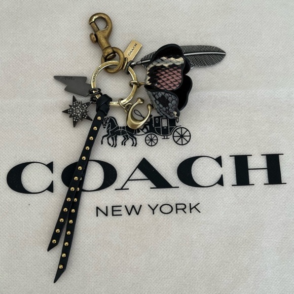 Auth Coach Tea Rose, Lightening Bolt, Studded star Multi Charm bag key fob charm - Picture 6 of 17